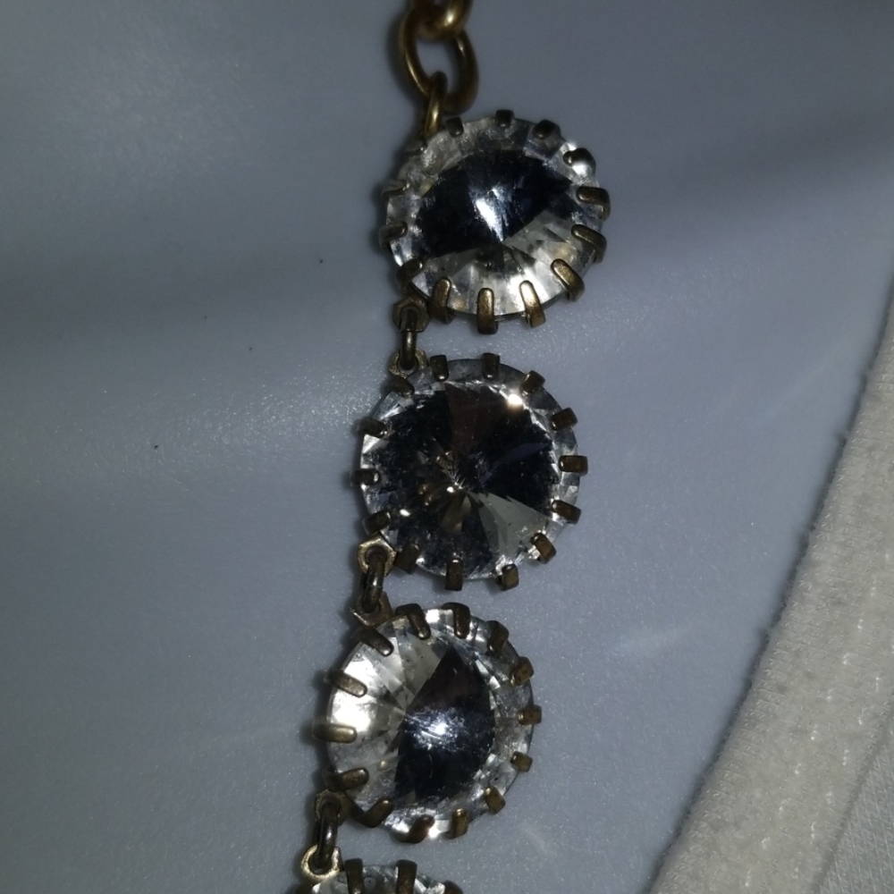 J Crew Signed Necklace Silver Tone Rhinestone - Picture 4 of 8